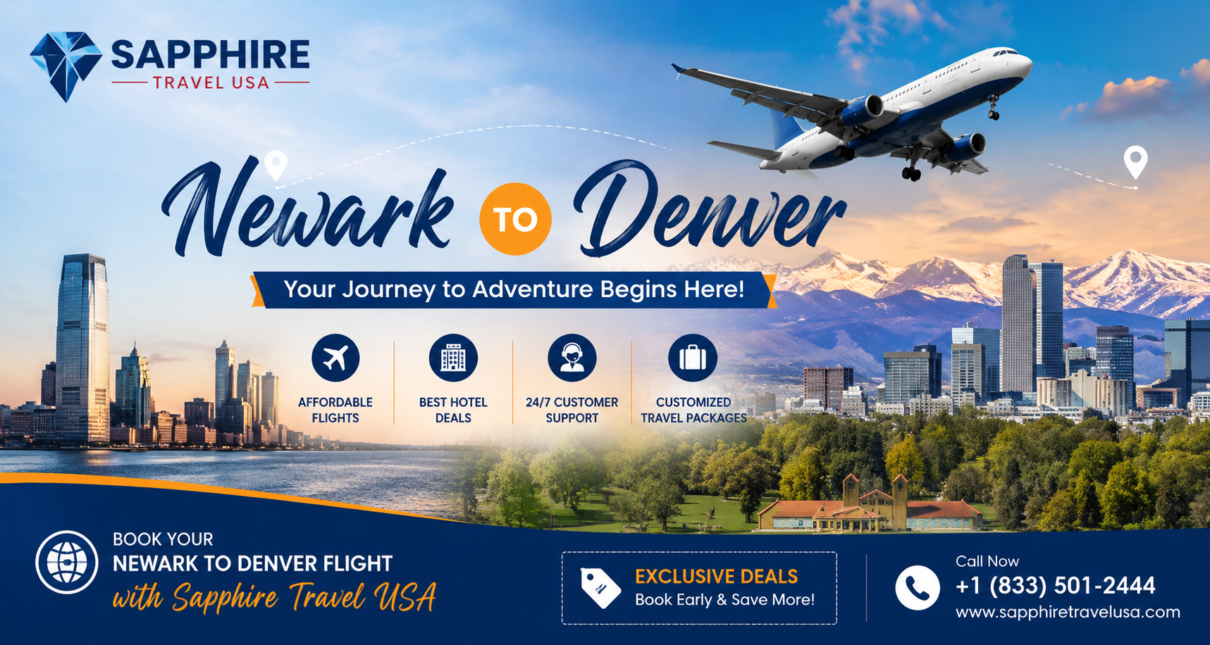 Newark to Denver Flights | Affordable Travel Deals with Sapphire Travel USA